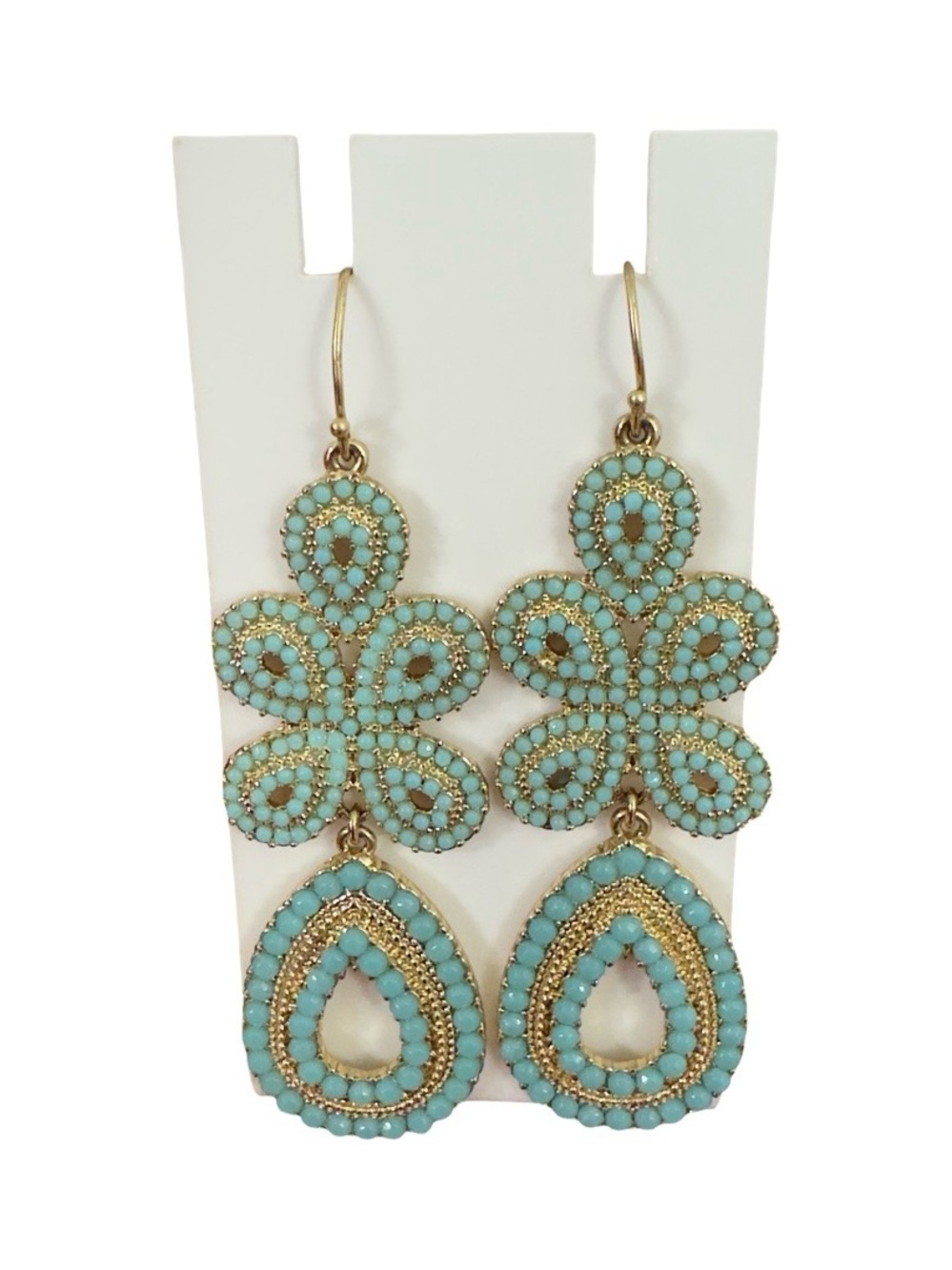 Stella & Dot Capri Earrings Turquoise Seed Bead Chandelier Retired
